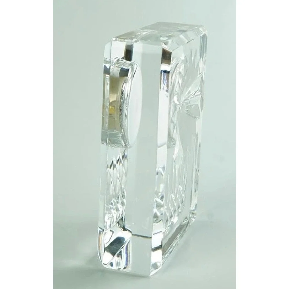 Waterford Crystal Heirloom Collection Desk Clock Roman Numeral Gold Tone Bezel